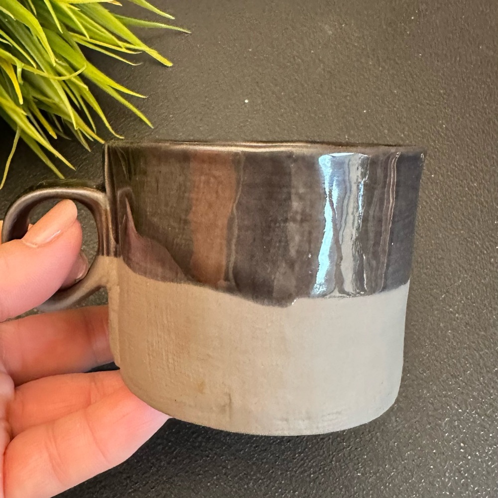 Cost Plus World Market Two-Tone Black and Tan Mug